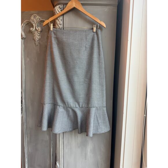 Gracia Skirt Sz L Knee Length Black White Plaid Ruffle Flounce Hem - Picture 4 of 14